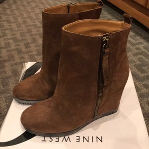 Brown suede booties